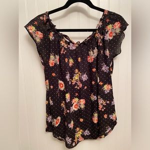 Flouncy sleeveless polka dot floral by Lauren Conrad